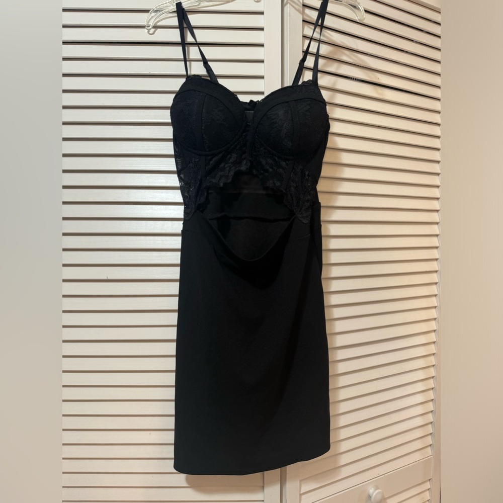 Blashe Lace Top Little Black Dress Strappy Bustier Dress Size M